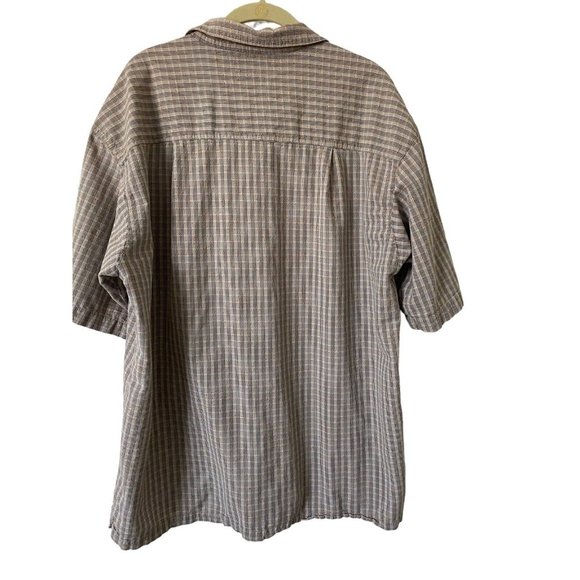 COLUMBIA Grey Short Sleeve Button Cotton Plaid Checkered Shirt Men's SZ XL - Picture 2 of 6